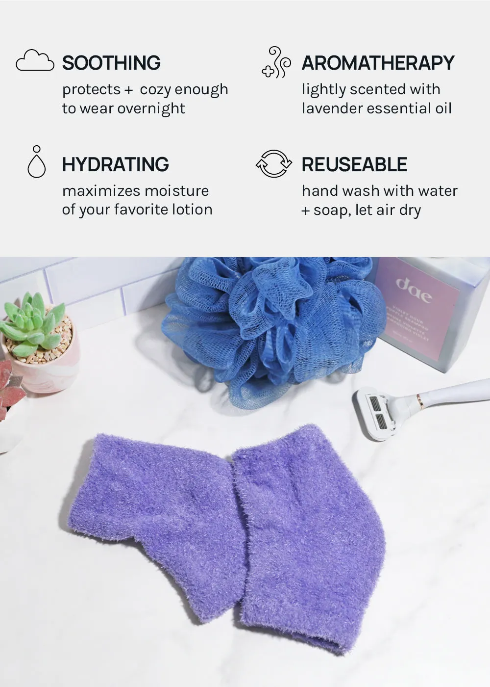 Gel Lined Heel and Elbow Spa Cover - Lavender