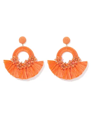 Katrina Raffia & Flower Hoop Earrings